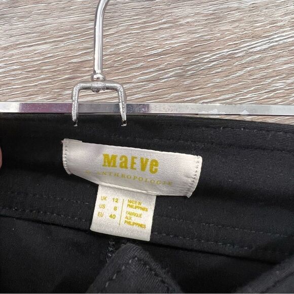 Anthropologie maeve‎ black slit front flare ponte knit pants high rise - Picture 4 of 7